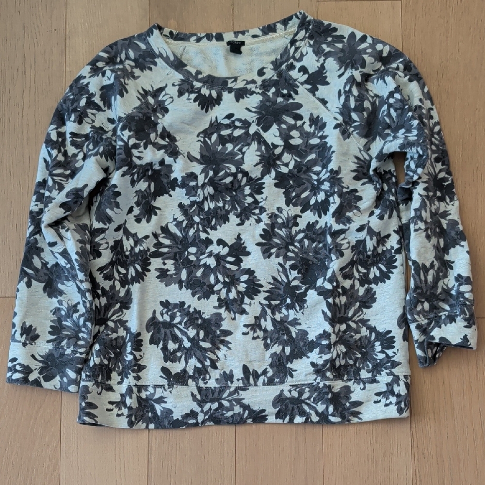 J. Crew Black and Gray Floral Top